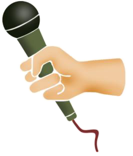 Grafik einer Hand mit Mikrofon